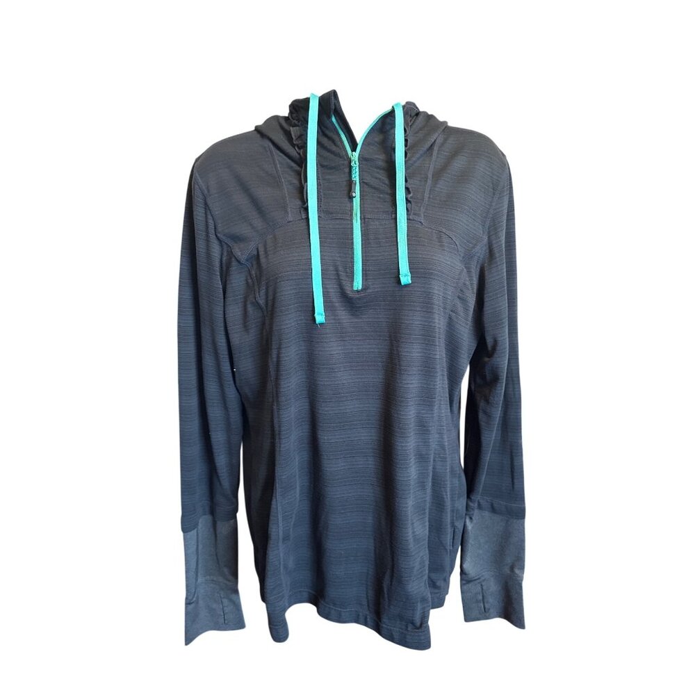 MPG Mondetta Performance Gear Womens Hoodie Size L Thumbholes Gray Black Yoga